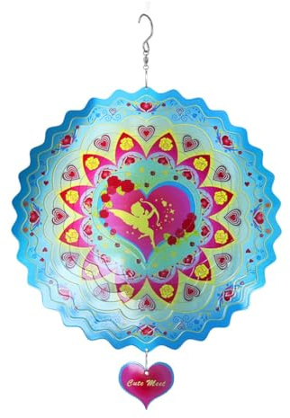 PAGJHRFJG Wind Spinner Hanging, 12 Inch 3D Wind Sculpture Stainless Steel Wind Catchers for Outdoor Garden Yard Crafts Ornaments Easy Install B