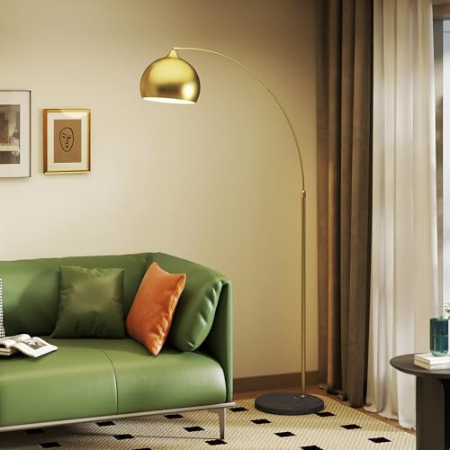 HOMCOM Lámpara de Pie Arco Moderna 40 W 110-115x35x170-180 cm Dorado