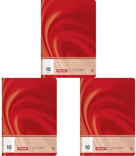 BRUNNEN 104571002 Schulheft A5 Vivendi (16 Blatt, 5 mm kariert, mit Rand) (Packung mit 3)