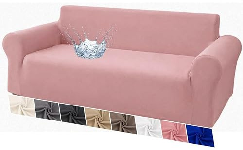 VKZ Copridivano Estensibile Impermeabile 4 Posti Rosa, Copridivano Elastico Universale Protettivo e Antimacchia, Lavabile in Lavatrice
