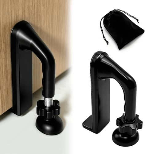 Bloque Porte, Dispositif de Sécurité Portable Anti-Effraction, Double Protection Réglable, Cale Porte Intérieur pour la Maison, l’Hôtel et les Voyages (Noir)