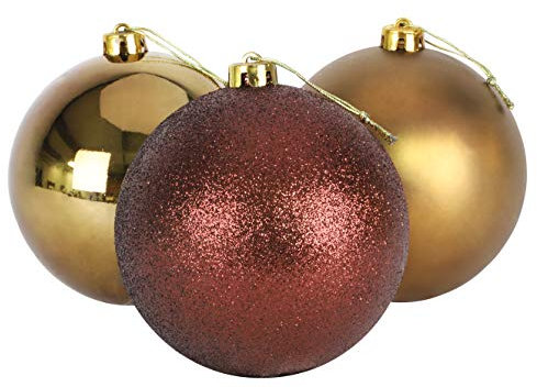 Christmas Concepts® 3-150mm Extra Large Baubles - Shiny, Matte & Glitter Design - Christmas Decorations (Chocolate)