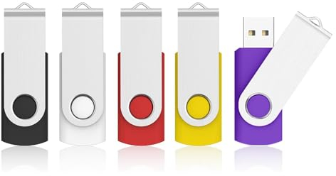 KOOTION USB Sticks 64GB USB 2.0 5 Stück Set Speicherstick USB 64G 5er Pack USB-Flash-Laufwerk Bunt Memory Sticks Metall Datenspeicher Stick Silikon 5 STK Mehrfarbig: Schwarz, Weiß, Rot, Gelb, Lila