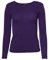 Easy Young Fashion - Damen Basic Rundhals Shirt - Langarm Unterziehshirt - Skinny Fit 1093 - Dunkelviolett L