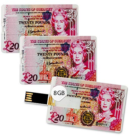 3X Speicherkarte 8GB in Scheckkartenform 20 Pfund Note USB Datenspeicher Gadget