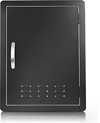 Stanbroil Puerta de cocina para barbacoa al aire libre, puerta de acceso vertical individual de acero negro, perfecta para cocina al aire libre, isla de barbacoa, estación de parrilla de 17 1/4 x 24