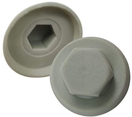 DOJA INDUSTRIAL | Schrauben Abdeckkappen | Sechskant Schrauben Kappen | Schlüssel 8mm | PACK 100 | Material/Farbe: Kunststoff Abdeckkappen Grau| Mutter Schutzkappe | Abdeckung Schrauben Schutzkappen