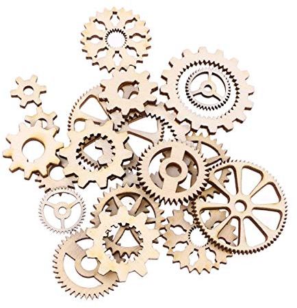 PRETYZOOM 40 Stück Holzzahnräder – Mini-Hohl-Holzgetriebe-Ausschnitte für DIY-Malerei und Partydekorationen zu Hause