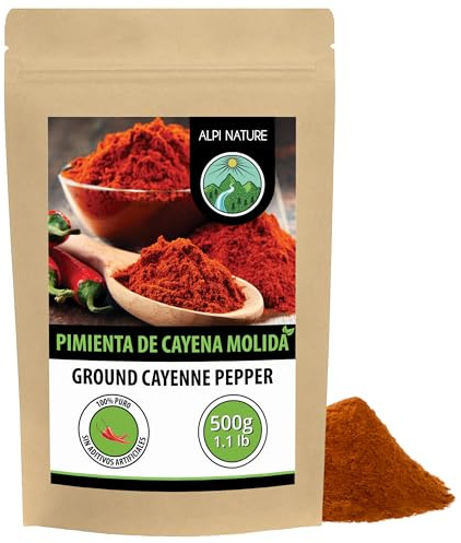 Alpi Nature Cayenne Pepper Powder 500g 1.1 lb, Ground Cayenne Chilli Pepper, Hot Chilli Powder