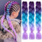 colorful panda Treccine Extension Capelli Sintetici fibra yaki per Treccine Africane 3 Ciocche Trecce Jumbo Braiding Hair Kanekalon colore Viola&Lago Blu&Viola chiaro