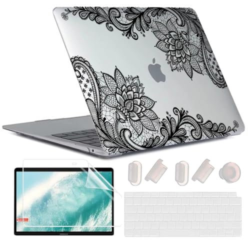MUSHUI 4 in 1 Custodia per MacBook Air 13 Pollici 2020 2019 2018 Modello A2337 M1/A2179/A1932, Plastica Case Rigida & Tastiera Cover & Proteggi Schermo per MacBook Air 13,3, Cordino 01