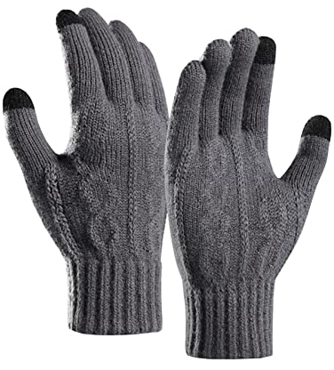 BINXWA Unisex Winter Warme Handschuhe für Handy,Touch Handschuhe aus Winddicht Verdickter Wolle mit Elastischen Bündchen Wollhandschuhe Geeignet zum Wintersport Outdoor