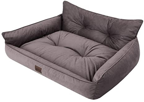 DOGGY Hundebett Haustierbett Hundeliege Gesteppt Hundekissen Bett Sofa Hundematratze Tierbett Hundesofa Matratze, Braun Fancy, XL - 82 x 63 cm