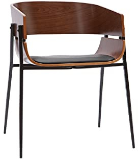Miliboo Design-Stuhl schwarz mit dunklem Holz WESS