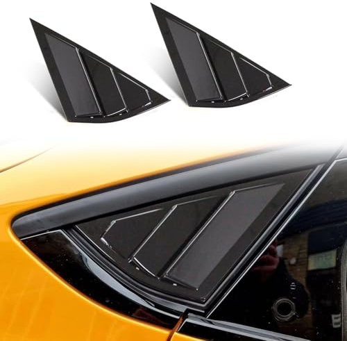 BestEvMod Kompatibel mit Mustang Mach E Quarter Side Window Scoop Louvers Cover Window Visor Cover ABS (V2 Glossy Black)