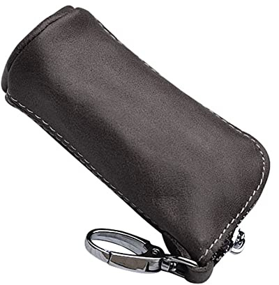 Leder Schlüsseletui Autoschlüssel, Vintage Autoschlüssel Tasche Rindsleder Schlüsselmäppchen Herren Damen Geldbörse Retro Brieftasche mit Ringe Schlüsseltasche Keyless Go Schutz- 9cmx3.8cmx3.8cm