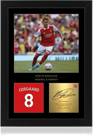 Win FC Martin Ødegard Fotografie, gerahmt, A4, reproduzierte Signatur, Geschenk für Arsenal FC Fans, für Schlafzimmer und Büro