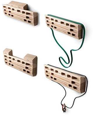 Whiteoak Hangboard aus Holz 50x12,5x4,4cm Klettern Trainingsboard I Fingerboard für Kletter und Bouldering Training Mit Zubehör: 2 Paar Sloper 20° und 30° (einfach und fortgeschritten)