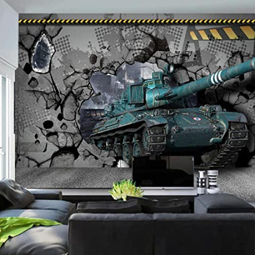 Murals Photo Wallpaper - Creative Cool Tank - Self-Adhesive Wallpaper - 3D Bedroom Wall Sticker - 3D Wall Poster Picture Gift Decoration - for Living Room Office Bedroom Dining Room 300 x 210 cm