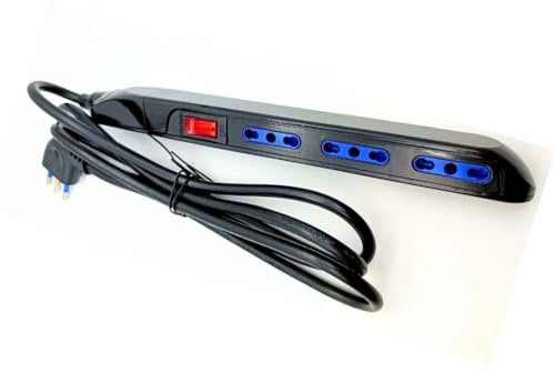Multipresa slim 26mm Prometeo Electronics® con 3 prese bipasso 10-16A - Colore Nero - Protezione da Sovraccarico spina salvaspazio italiana 10A 2300W