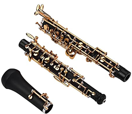 Oboe Halbautomatische Art C Key Silber Überzogene Tasten Holzwind Instrument Mit Oboe Reed Handschuhen Oboe Instrument (Color : Gold)