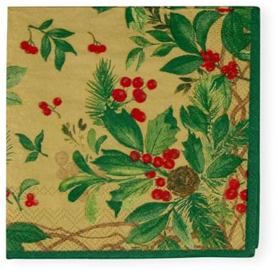 Holly Chintz Gold Cocktail Napkins - 20 Per Package