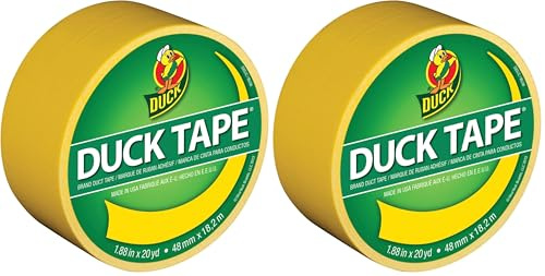 Duck Tape Solid Colours Yellow. Repair, craft, personalise, decorate and educate - 48mm X 18.2m (Pack of 2)