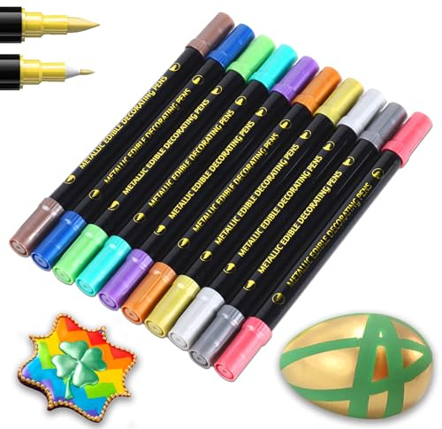 PREATOC Essbare Metallic-Marker, goldfarbene Schimmerstifte, lebensmittelechte Färbung