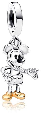MITSOKU Cartoon-Ratte Mouse 100. Jahrestag Anhänger Charm 925 Sterling Silber Frauen Armband Halskette Weihnachten Anhänger Valentinstag Muttertag Mädchen Geschenk