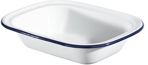 Hairy Bikers Enamelled Cookware, Medium Pie Dish, Steel, PFOA Free, Oven Safe, Dishwasher Safe, White