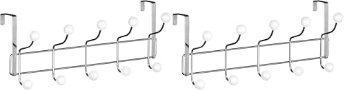 Premier Housewares 509734 10 Hook Over Door Hanger - White, H 16 x l 41 x P 12 cm (Pack of 2)