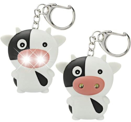 Hrippy Porte-clés Mignon en Forme De Vache, LED, avec Lampe De Poche Sonore, Animal Lumineux, Décoration Suspendue, Mini Porte-clés Amusant