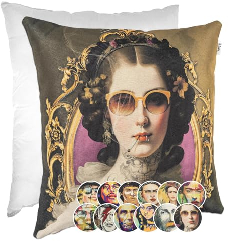 Kissenbezug Dekokissen Gobelin Kissen Sofakissen Kissenbezüge Kissenhülle Zierkissen Pop Art Motiv beidseitig Bedruckt Isabella 40x40cm mit Füllung
