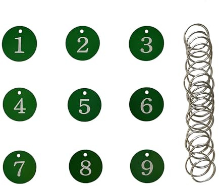 Porte-numéros en aluminium 35MM avec anneau de clé pour restaurant, hôtel, dortoir, clé de maison, casier.(Vert,1-50)