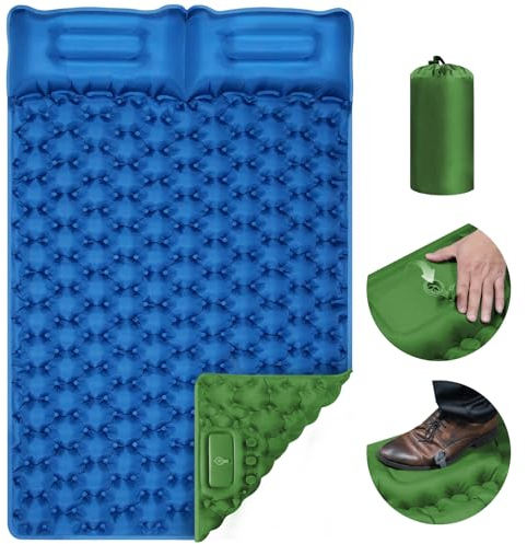 Camping Isomatte Selbstaufblasend Aufblasbare Luftmatratze für Outdoor, Ultraleichte Selbstaufblasbare Matratzen, Klappbar Liegematte für Reise, Wandern, Strand und Backpacking 196*125*9cm(Doppelt)