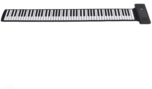 Pianoforte con Tastiera a 88 Tasti, Pianoforte Digitale Elettrico Roll Up, Display a LED Pieghevole Ricaricabile, Pianoforte a Mano per Bambini, Supporta 14 Brani Demo per Regali