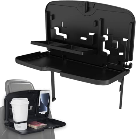 Bandeja de comida para coche, mesa plegable portátil para coche, bandeja multifuncional para volante, bandeja de alimentación para coche, vehículo, viajeros y niños