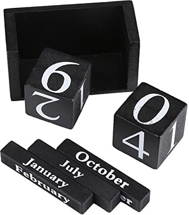 Lybunair Klassischer Kalenderblock aus Holz, Vintage Holzblock Kalender, Tischkalender, Holz Desktop Kalender, Holzblock Zeit Home Office Dekoration