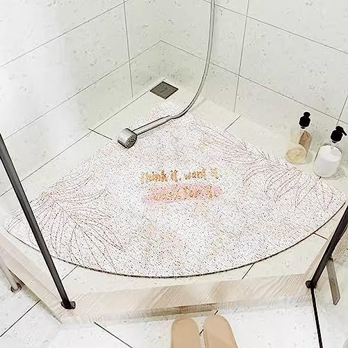 Tapis de bain incurvé antidérapant pour douche d'angle, tapis de douche d'angle antidérapant, tapis de douche pour camping-car pour douche d'angle intérieure, tapis de douche triangulaire à séchage ra
