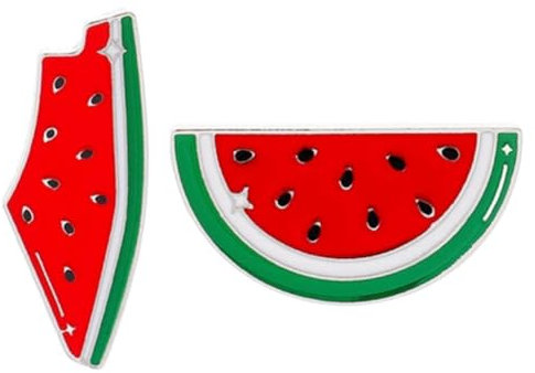 DEARMAMY Wassermelonen-Brosche 2 Stück Niedliche Emaille-Brosche Cartoon-Frucht Anstecknadel Schal Mütze Brust Schmuck Broschen Einfaches Zubehör Für Mädchen Und Frauen