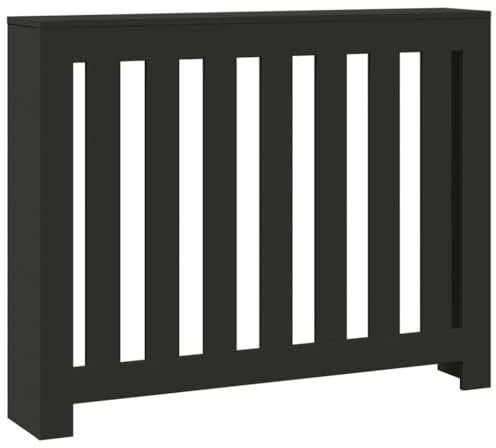 vidaXL Cubierta de radiador Madera de ingeniería Negro 104x20x82 cm, Tapa de radiador, Cubierta Alta del radiador, Tapa de la válvula del radiador
