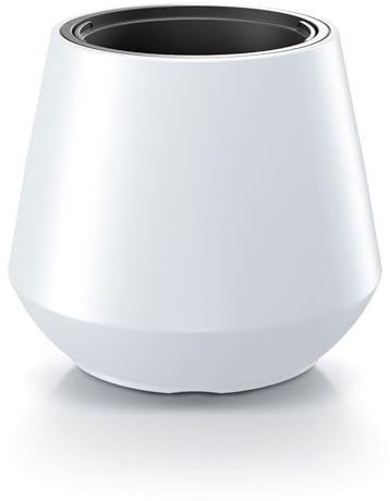 IMJ-Global Heos Blumentopf, rund, Kunststoff, Durchmesser 30,5 x 35 cm, für den Innen- und Außenbereich, weiß, 32 Liter, modernes Design