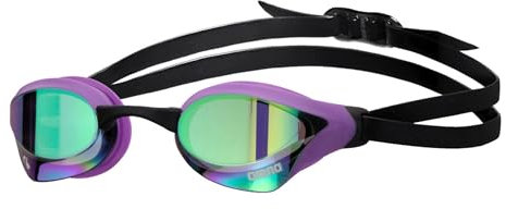 ARENA Cobra Core Swipe - Occhialini da nuoto unisex, anti-appannamento, per uomini e donne, lenti a specchio in policarbonato, per nuotatori competitivi, smeraldo/prugna/nero