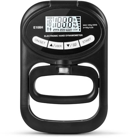 OSDUE Dinamometro Elettronico a Mano, 264lbs/120 Kg Addebitabile Dinamometro Misuratore, Digitale di Forza di Presa Manuale, per la Misurazione della Potenza delle Dita, per Uso Sportivo