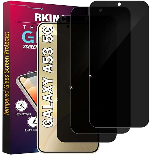 RKINC 3 Stück, Sichtschutz Panzerglas für Samsung Galaxy A53 5G, Anti-Spähen Panzer Schutz Glas HD Displayschutzfolie, [Unterstützt keine Entsperrung per Fingerabdruck] kratzfest, blasenfre