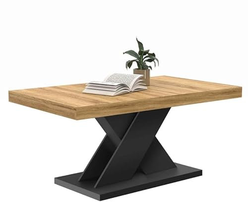 IDMarket - Table Basse Alicia Plateau Bois et Pied X Noir