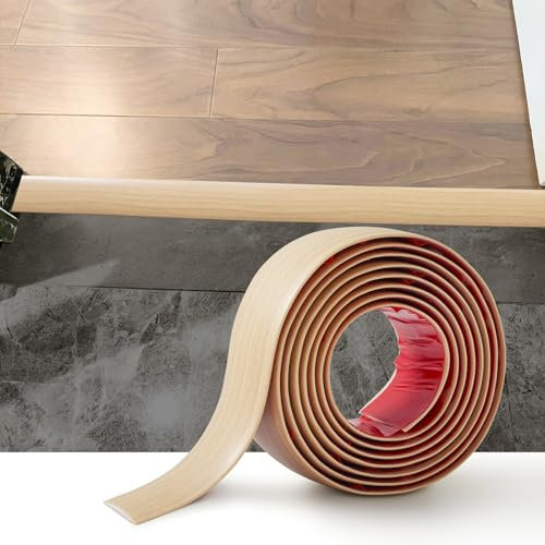 2M Striscia di Transizione per Pavimenti in Laminato Striscia di Soglia Profilo di Transizione Autoadesivo PVC e Vinile, Striscia di Giunzione per Pavimenti, 5cm Grano Di Quercia Beige