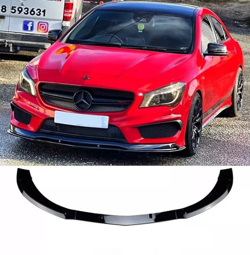For Auto Perfectionists UK Front Splitter Spoiler Lip Compatible With Mercedes CLA Class W117 CLA45 AMG Line 2013-2015 ABS Gloss Black
