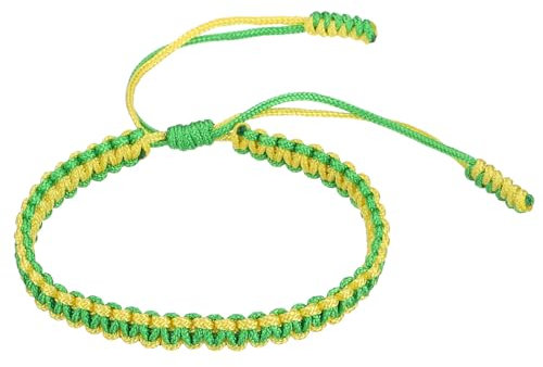 PATIKIL Braided Bracelet, Mens Women Tibetan String Rope Bracelet Handmade Lucky Prayer Protection Adjustable Size for Gifts Anniversary Family, Light Yellow Green