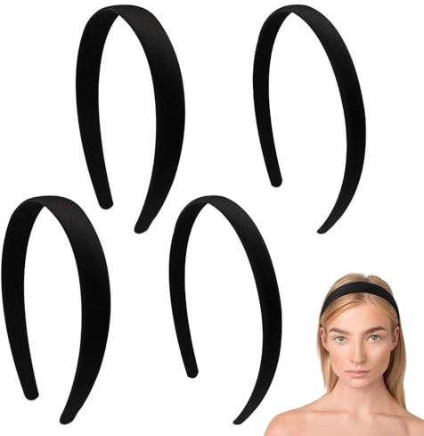 4 Pièces Style Rétro Bandeau De Cheveux Mode, 1.5Cm/2Cm Noir Serre Tete Large Femme Et Filles, Solides Et Simples Serre-Têtes En Plastique Pour Femme, Souplesse Antidérapants Doux Et Confortable